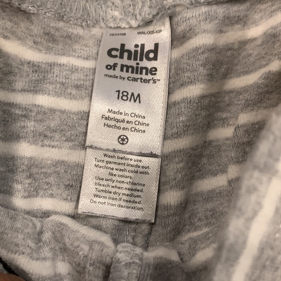 Child of Mine Gray/White Striped Casual Matching Long-Sleeve & Pants Set in 18M - Picture 6 of 6